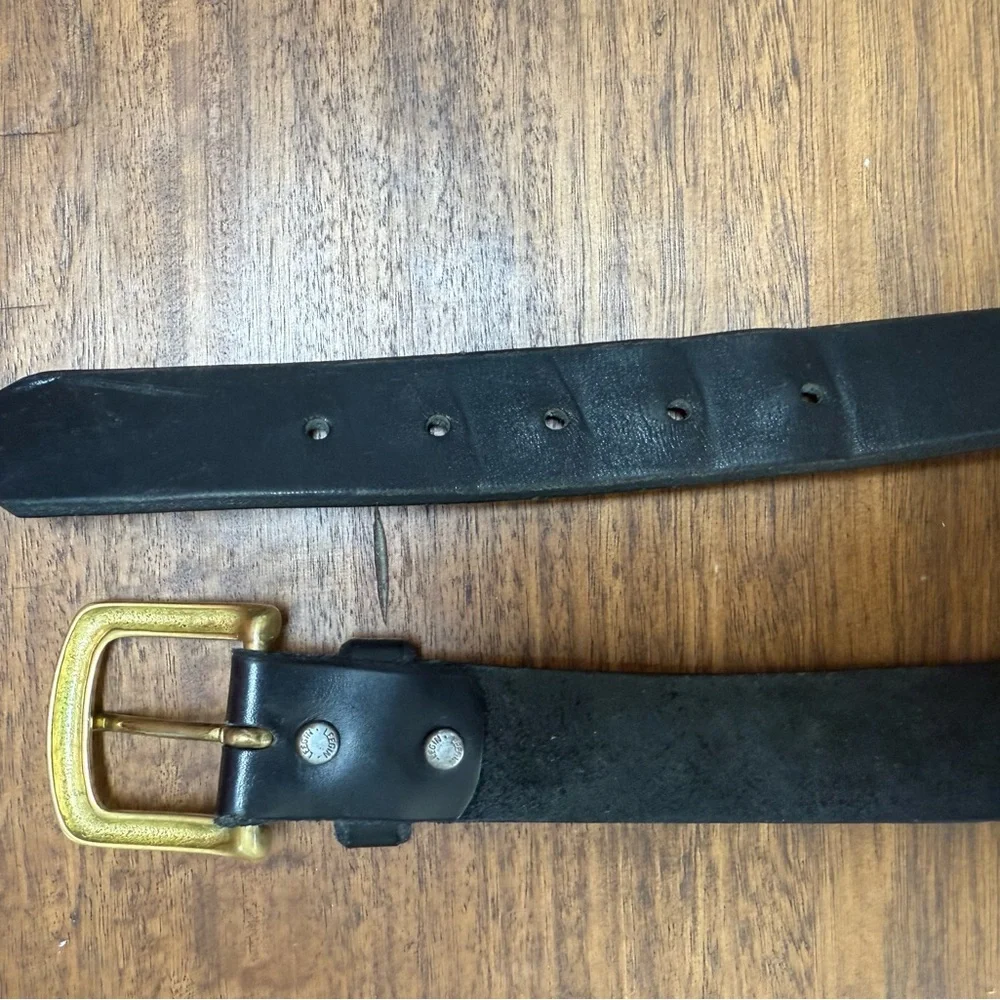 Leegin British Mens Black Leather Belt made in USA‎ Sz 50 fits 48